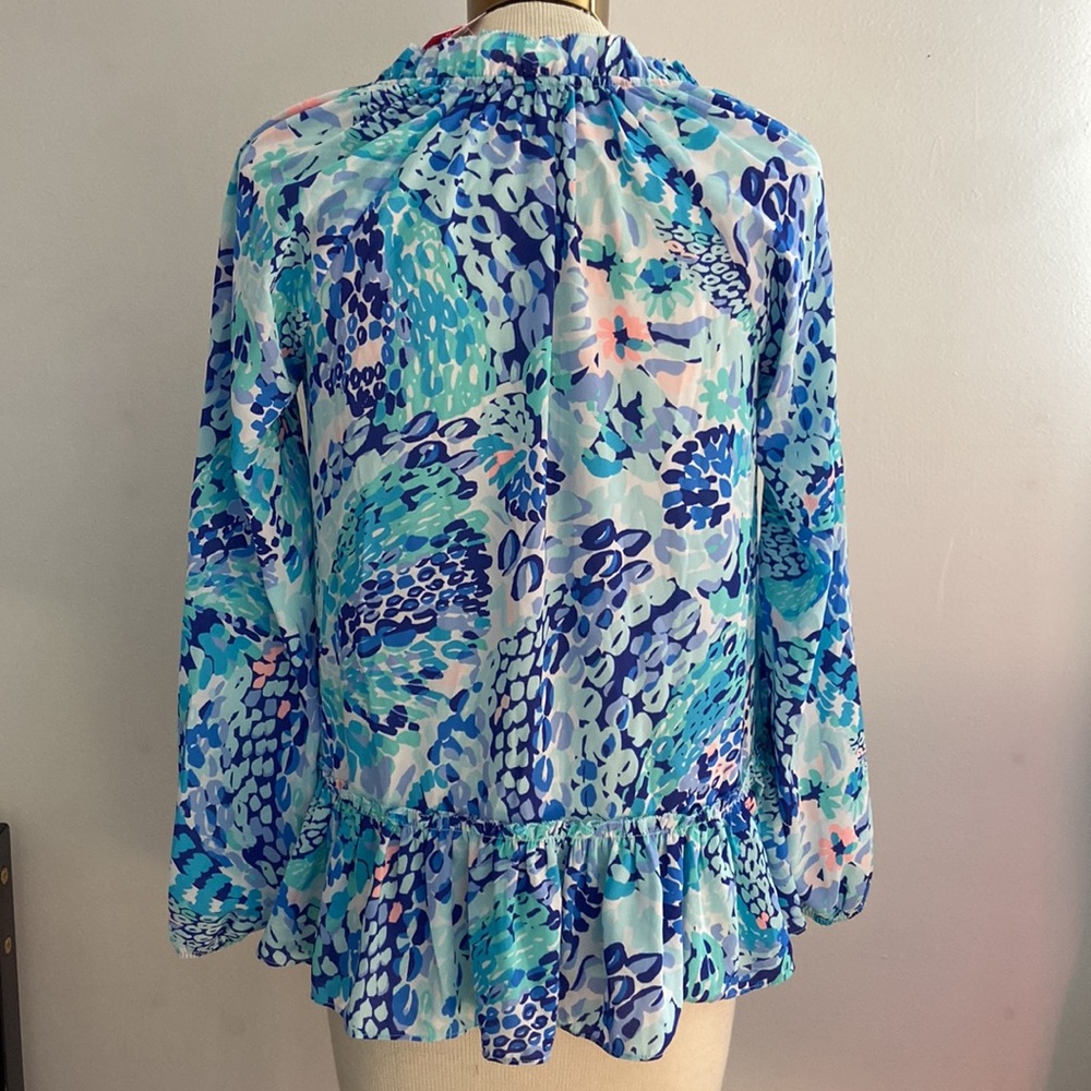 🎉 FINAL PRICE 🎉 NWT Lilly Pulitzer Savanna Top Turquoise Oasis Wave After Wave - Picture 6 of 8